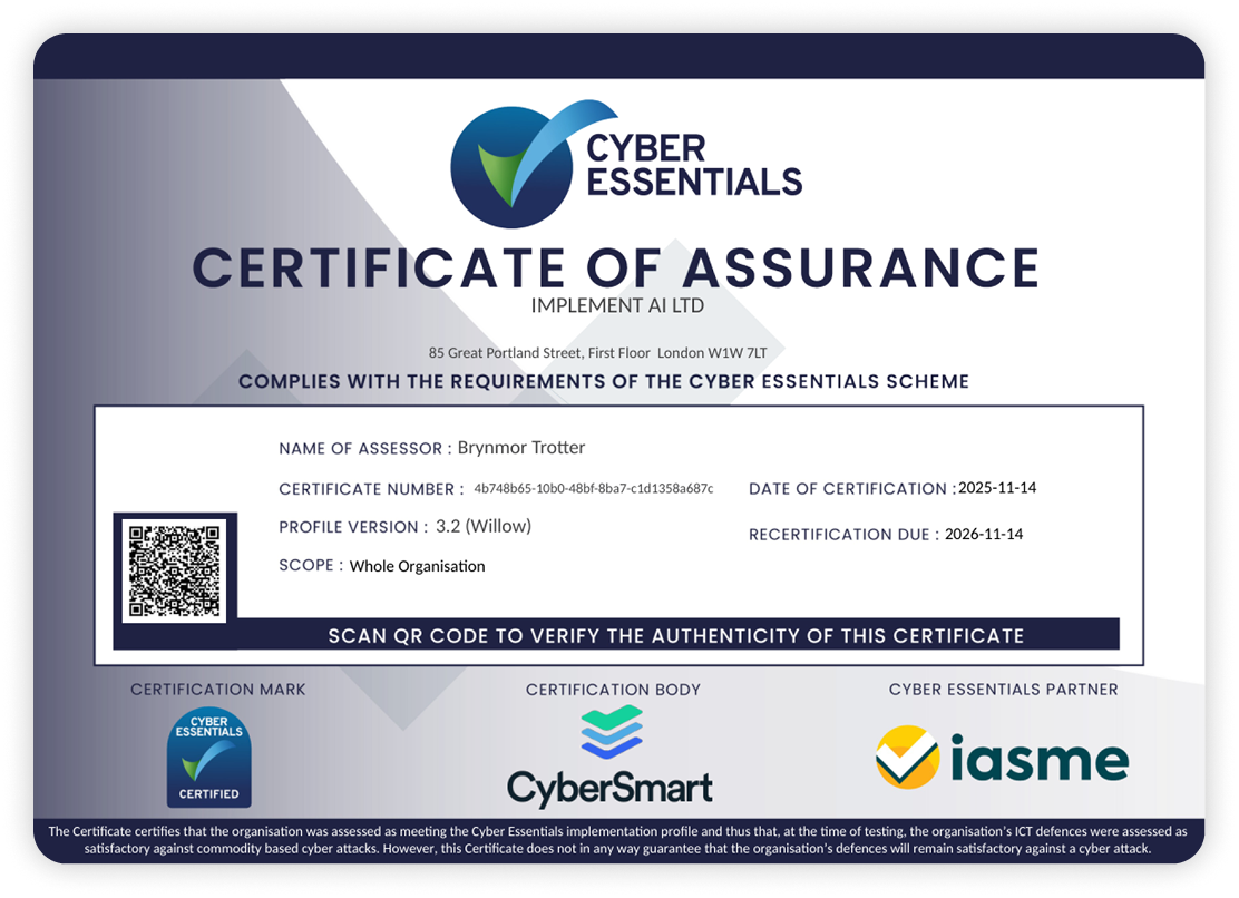 Cyber Essentials Certificate