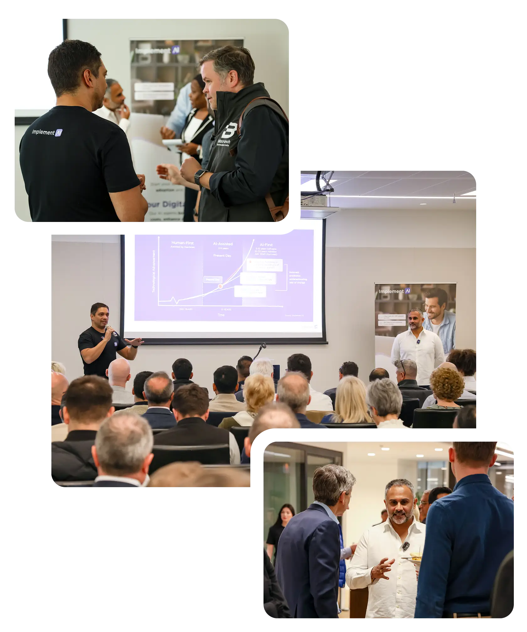 Aalok Shukla and Piers Linney with Implement AI partners