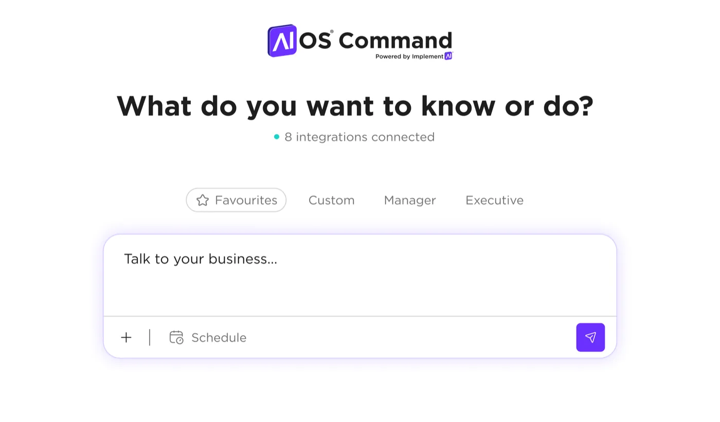 AIOS Command chat — talk to your business