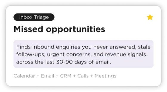 AIOS 'Missed opportunities' prompt — finds unanswered inbound enquiries across email
